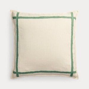 RALPH LAUREN Allie Contrast Edge Beige Green Luxury Euro Sham Linen Cotton
